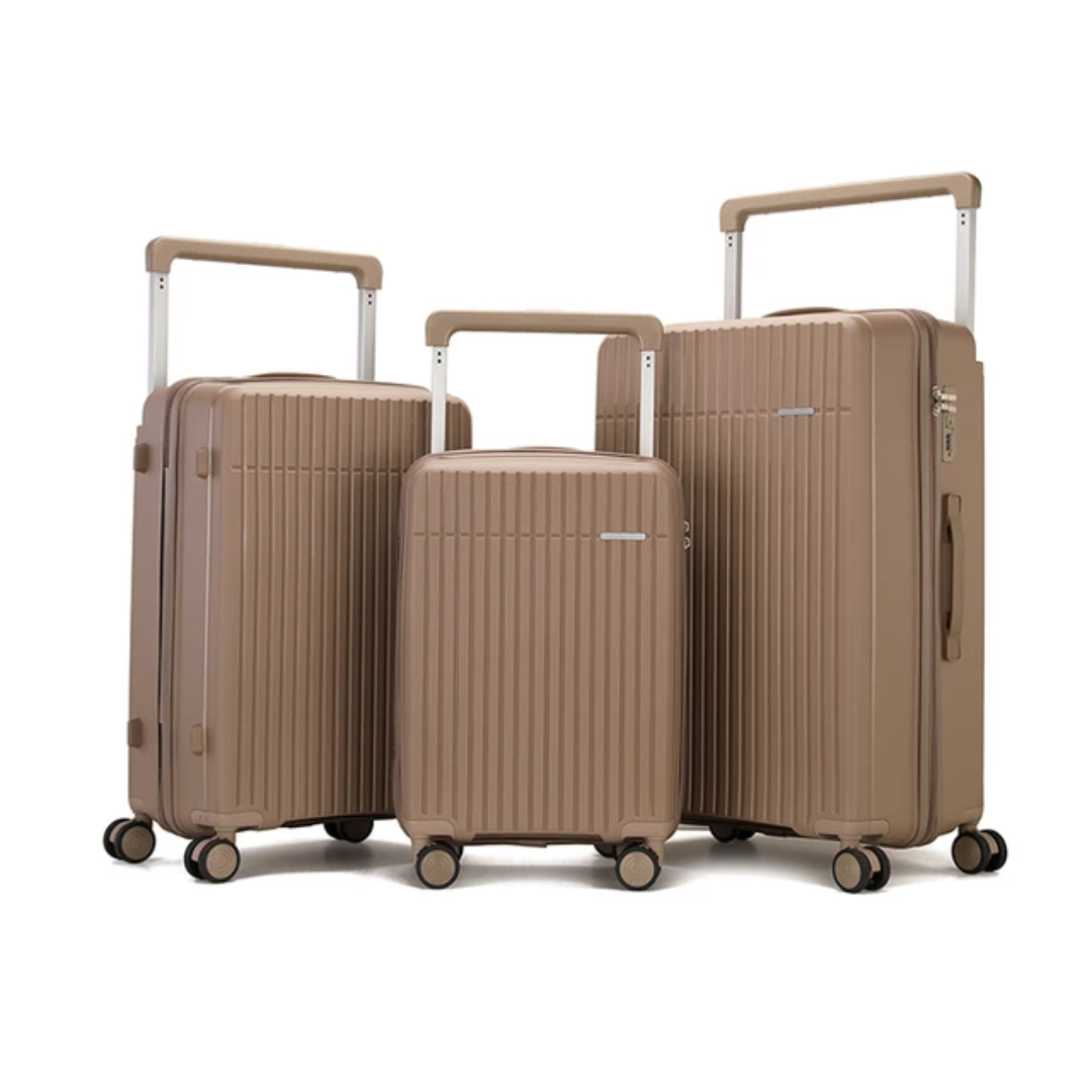 Ensemble complet de bagages de luxe - 3 pièces en polypropylène incassable (grandes tailles et fonctionnalités supérieures)