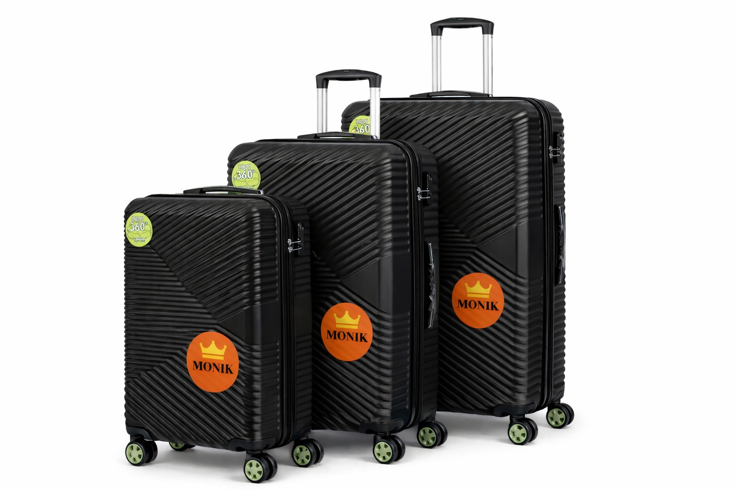 Ensemble de valises MONIK – 3 pièces en couleur dorée avec roues 360°