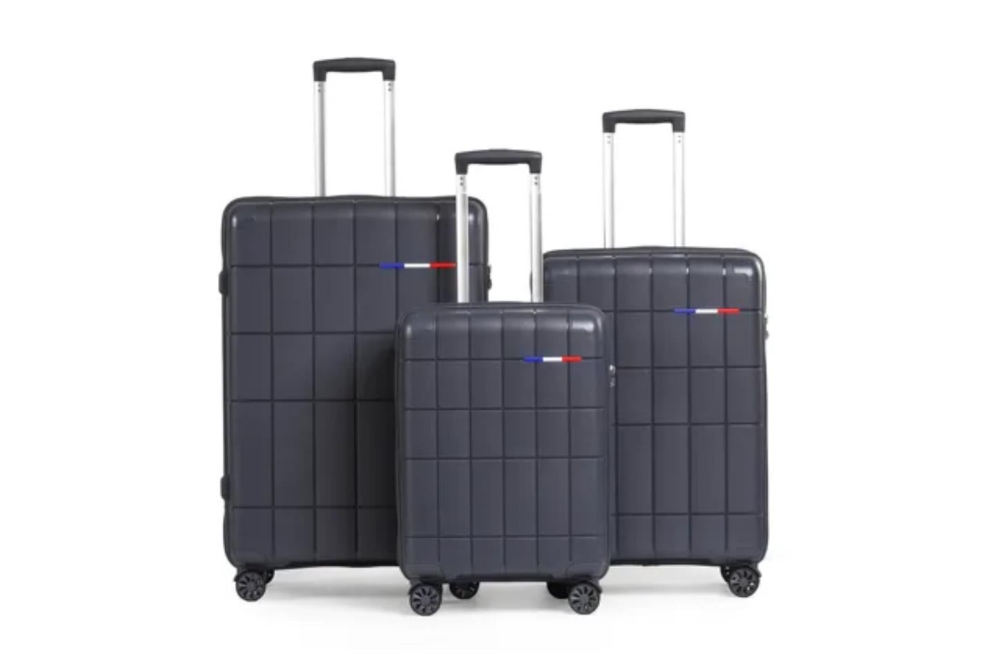 Ensemble complet de bagages de luxe - 3 pièces en polypropylène incassable (grandes tailles et fonctionnalités supérieures)
