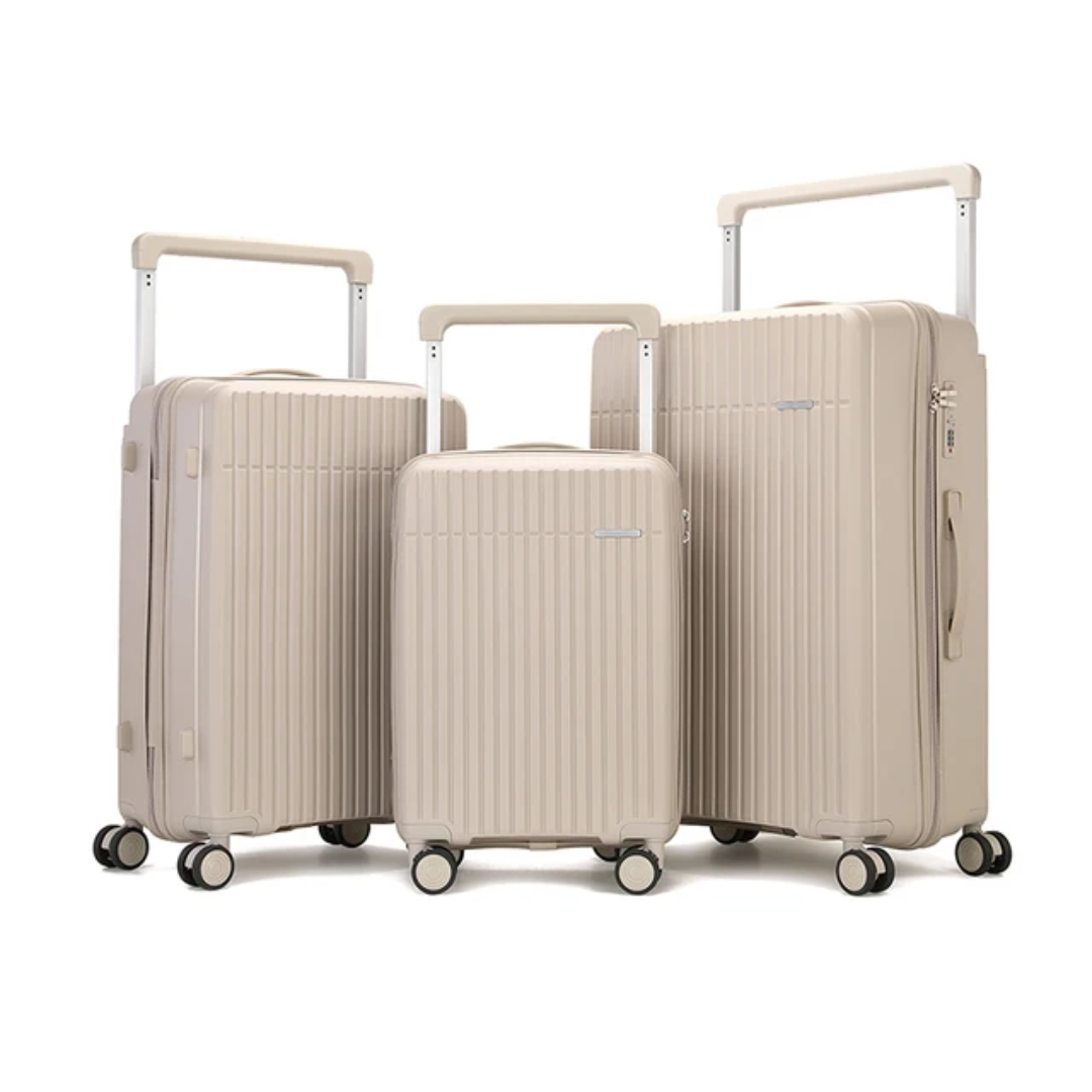 Ensemble complet de bagages de luxe - 3 pièces en polypropylène incassable (grandes tailles et fonctionnalités supérieures)