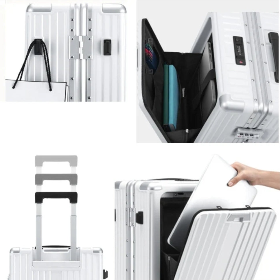Valise Cabine Multifonction 3-en-1 – Port Gobelet,🧳 Compartiment PC et Port USB