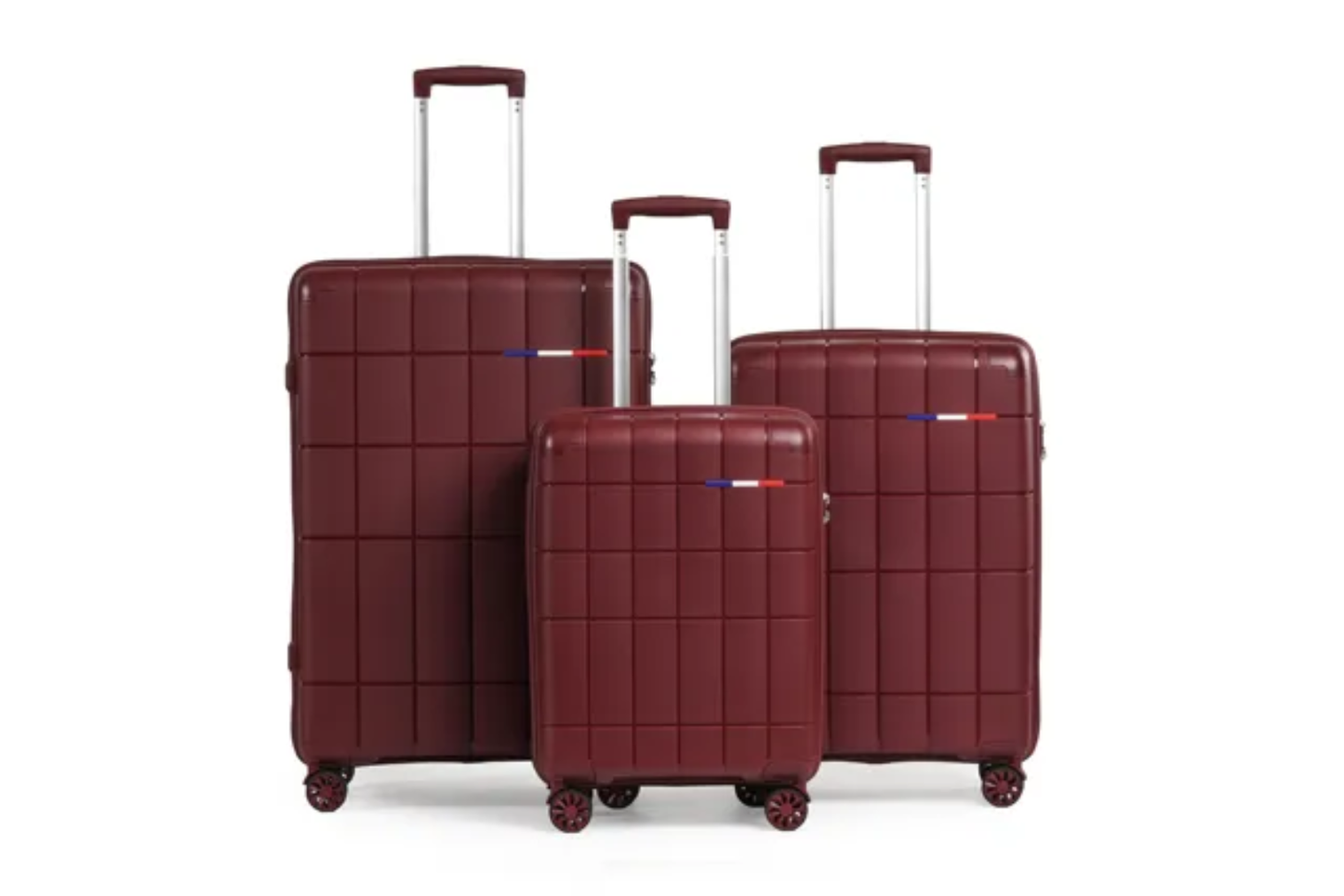 Ensemble complet de bagages de luxe - 3 pièces en polypropylène incassable (grandes tailles et fonctionnalités supérieures)