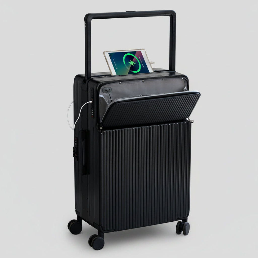 Valise Cabine Rigide avec Port USB & Ouverture Frontale ✈️🔋
