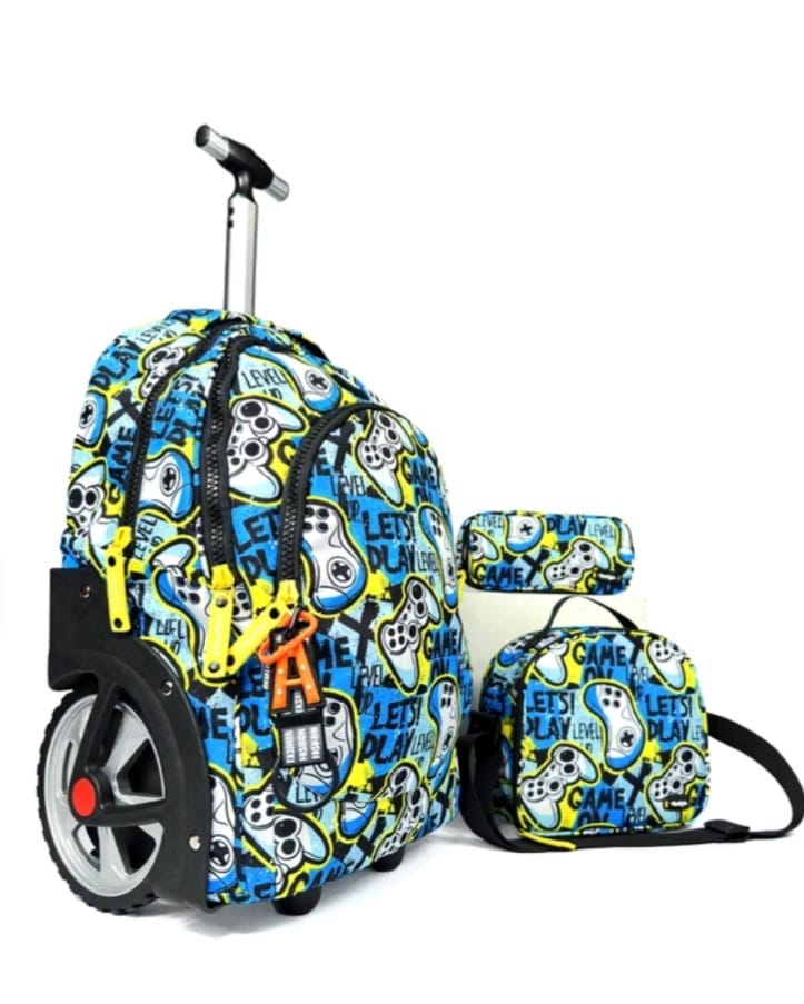Pack 3 pièces garçon : Trolley 18" + sac à goûter + trousse