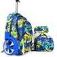 Pack 3 pièces garçon : Trolley 18" + sac à goûter + trousse