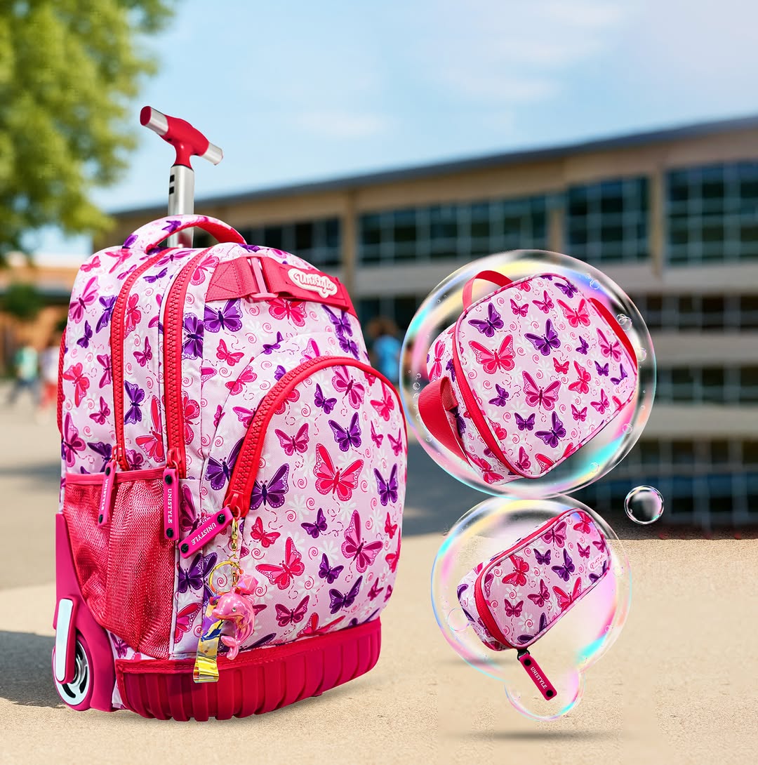 Pack 3 pièces fille: Trolley 18" + sac à goûter + trousse