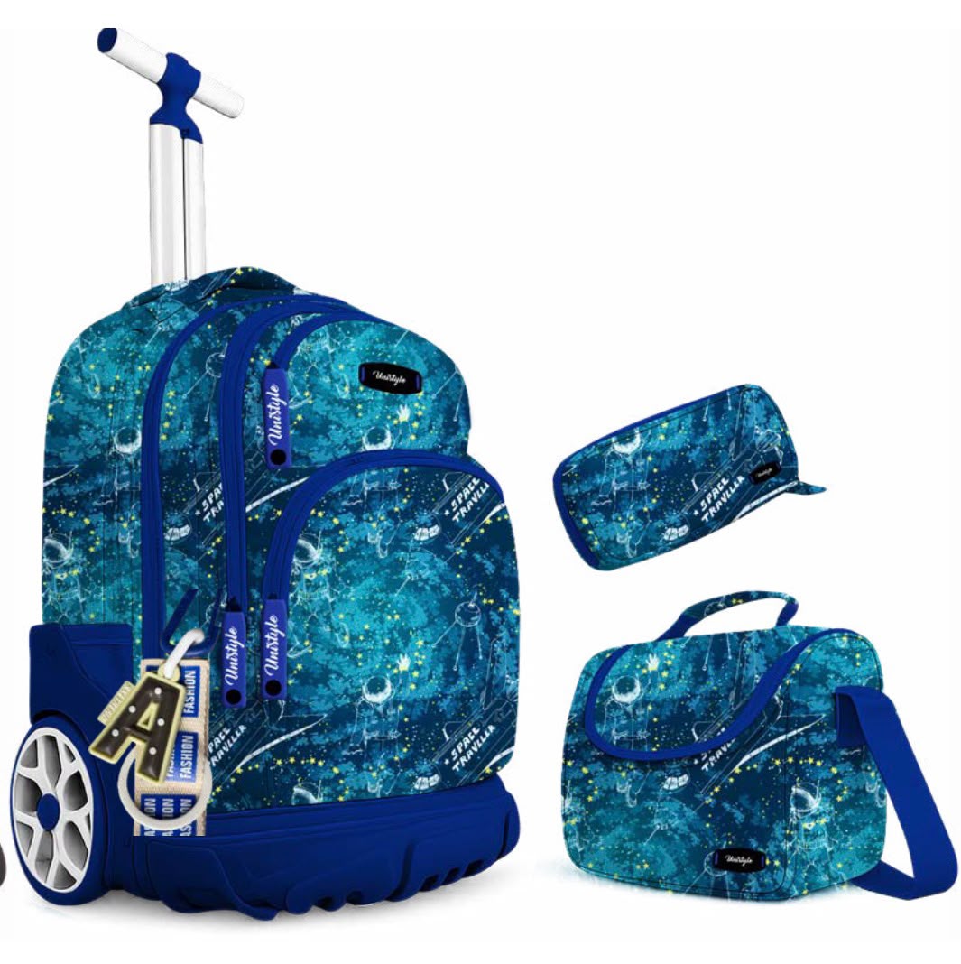 Pack Scolaire à Roulettes Skateboard 3 en 1 – Sac, Lunchbox & Trousse