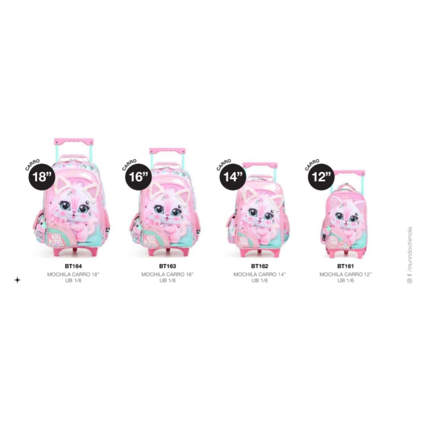 Pack Scolaire Chimola Trio – Sac à Roulettes Lapin Rose, Sac Goûter & Trousse