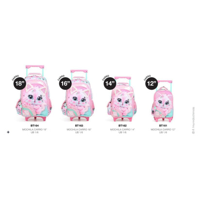 Pack Scolaire Chimola Trio – Sac à Roulettes Lapin Rose, Sac Goûter & Trousse