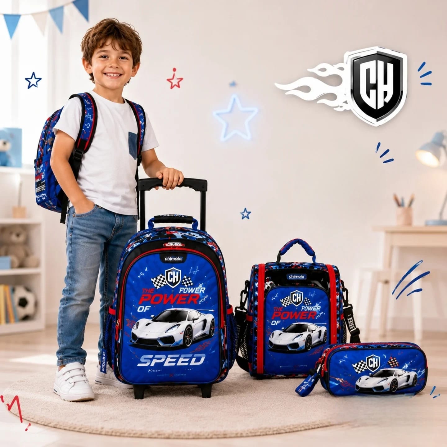 Pack Scolaire 3 en 1 À Roulettes - Power Of Speed 🏎️