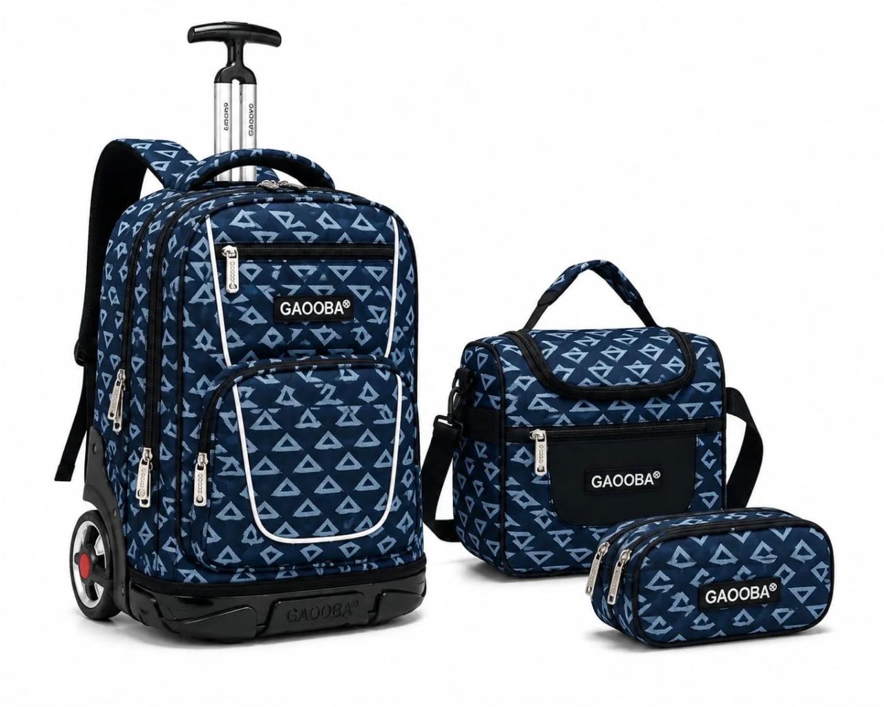 Français: Kit Scolaire à Roulettes 3 en 1 - Cartable, Sac Isotherme et Trousse 🎒✨