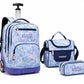 Français: Kit Scolaire à Roulettes 3 en 1 - Cartable, Sac Isotherme et Trousse 🎒✨