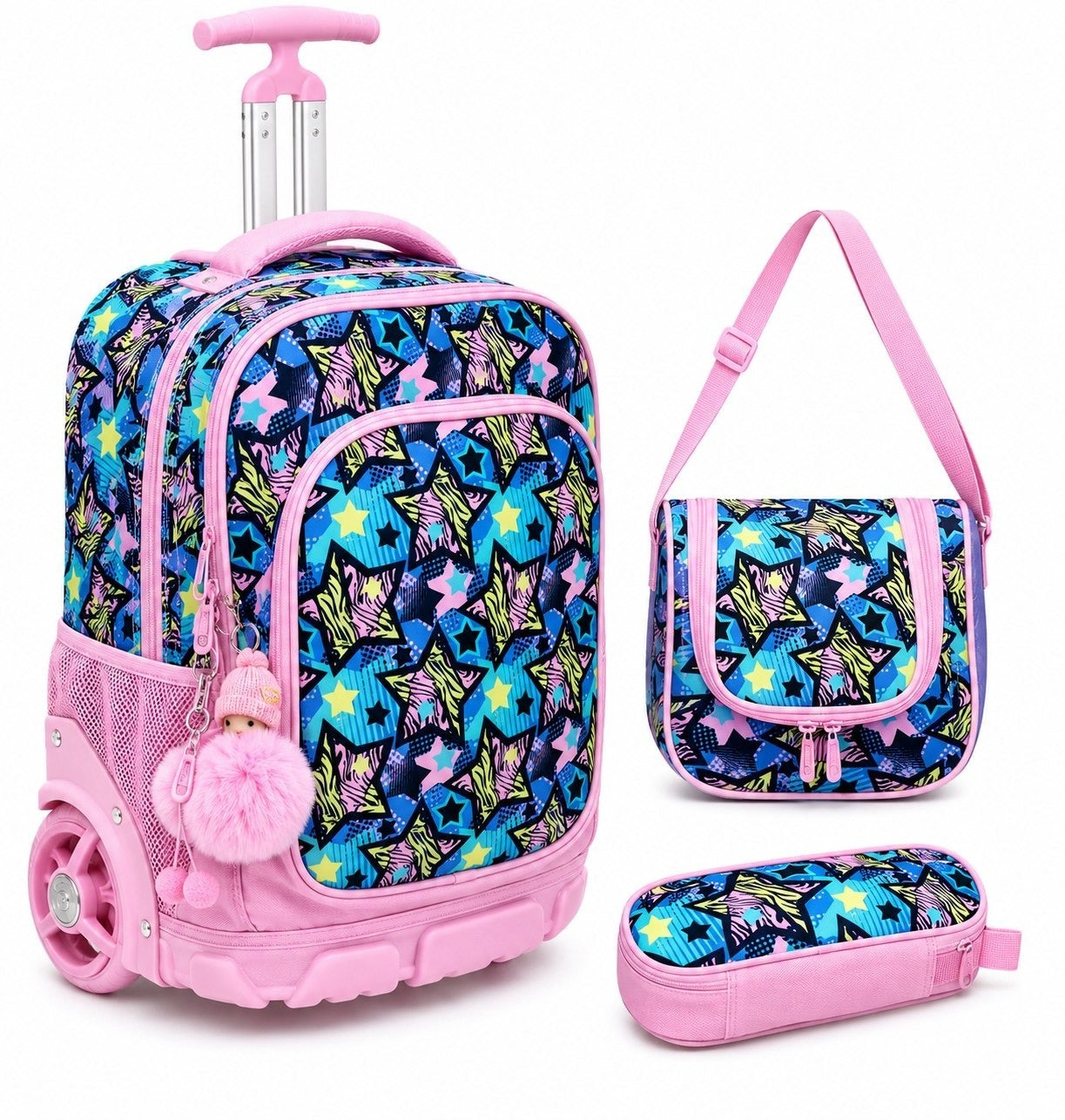 Ensemble Scolaire Trolley 3 Pièces (Sac à Roulettes, Lunch Bag & Trousse)