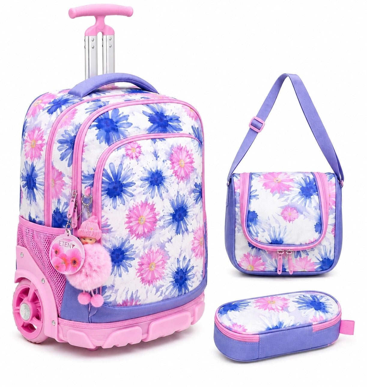 Ensemble Scolaire Trolley 3 Pièces (Sac à Roulettes, Lunch Bag & Trousse)
