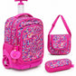 Ensemble Scolaire Trolley 3 Pièces (Sac à Roulettes, Lunch Bag & Trousse)