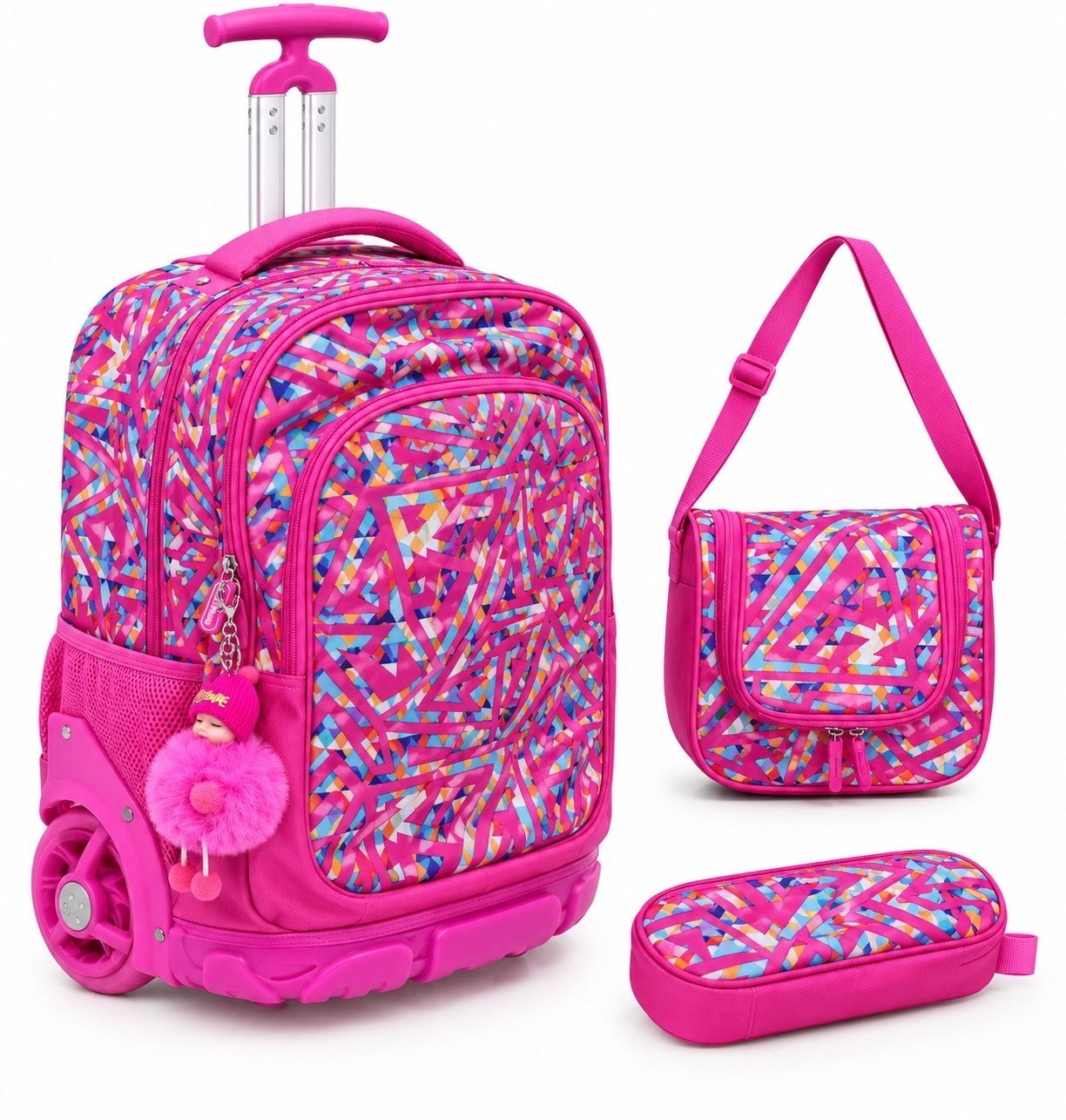 Ensemble Scolaire Trolley 3 Pièces (Sac à Roulettes, Lunch Bag & Trousse)