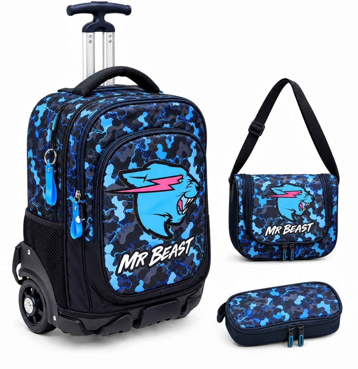 Ensemble Scolaire Trolley 3 Pièces (Sac à Roulettes, Lunch Bag & Trousse)