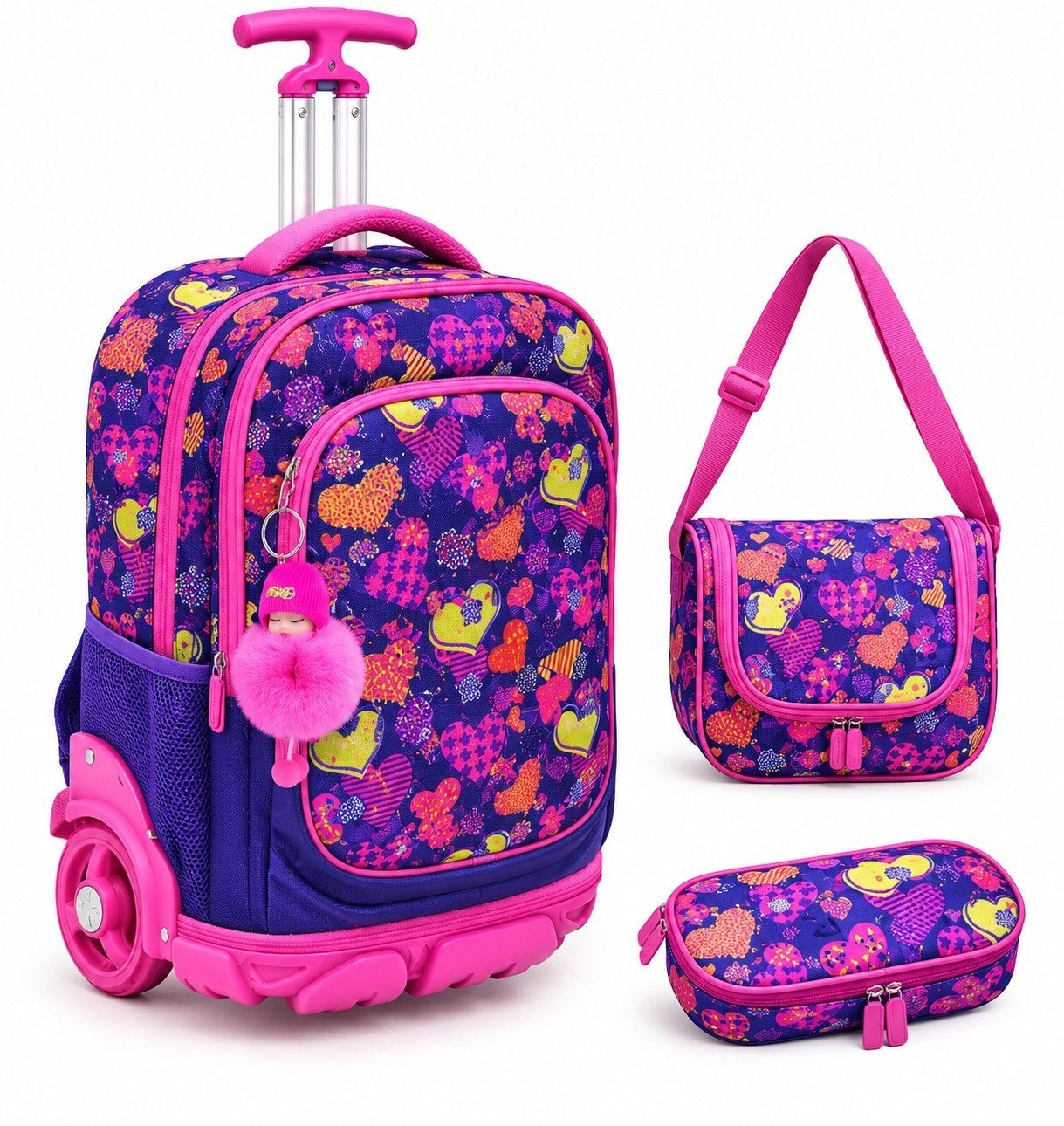 Ensemble Scolaire Trolley 3 Pièces (Sac à Roulettes, Lunch Bag & Trousse)
