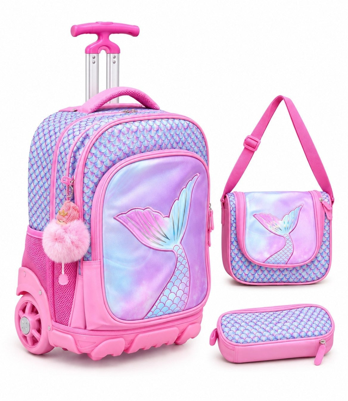 Ensemble Scolaire Trolley 3 Pièces (Sac à Roulettes, Lunch Bag & Trousse)