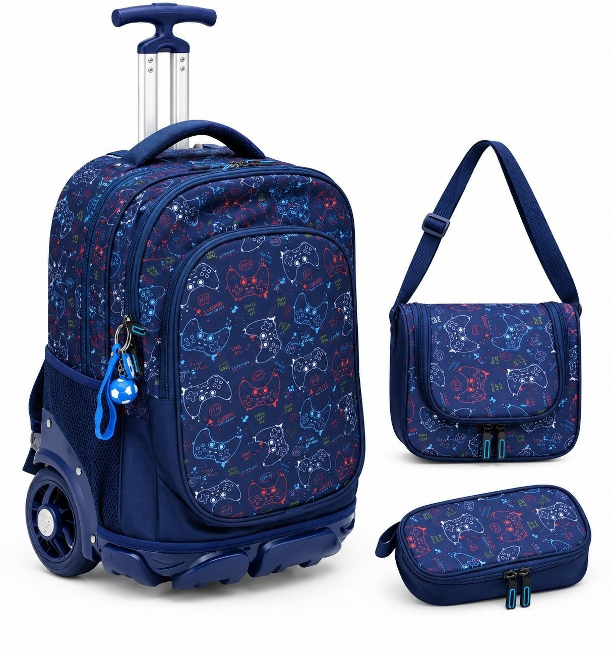Ensemble Scolaire Trolley 3 Pièces (Sac à Roulettes, Lunch Bag & Trousse)