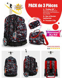 Pack 3 pièces garçon : Trolley 18" + sac à goûter + trousse