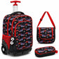 Ensemble Scolaire Trolley 3 Pièces (Sac à Roulettes, Lunch Bag & Trousse)