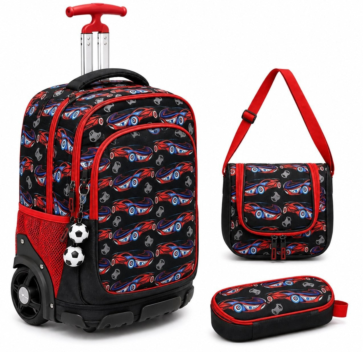 Ensemble Scolaire Trolley 3 Pièces (Sac à Roulettes, Lunch Bag & Trousse)