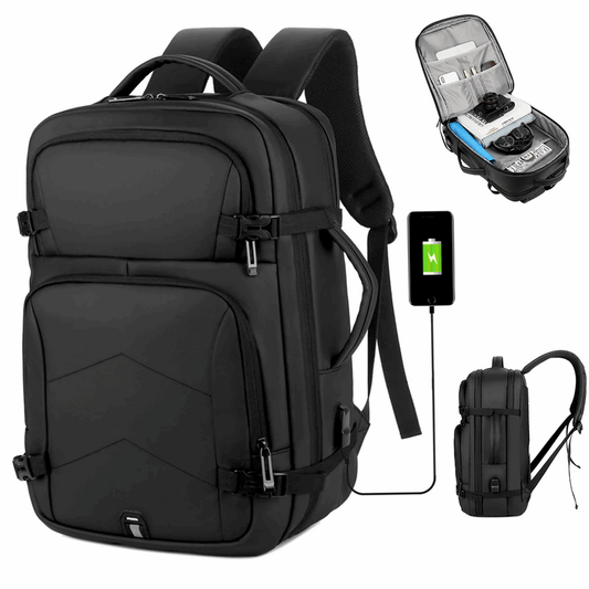 Grand sac à dos pour ordinateur portable 15,6 pouces unisexe, sac à dos d'affaires multifonction, imperméable avec port de charge USB intégré
