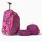 Sac à Roulette Scolaire 3 Pièces - Motif Cœurs Violet & Rose