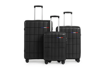 Ensemble complet de bagages de luxe - 3 pièces en polypropylène incassable (grandes tailles et fonctionnalités supérieures)