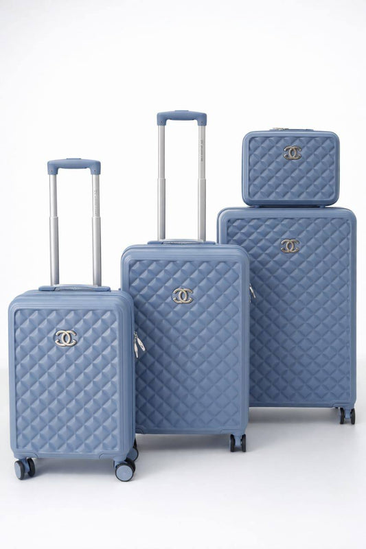 Set de Valises de Voyage 4 Pièces – Design Matelassé Noir & Détails Camel, Roulettes 360° 🧳✨