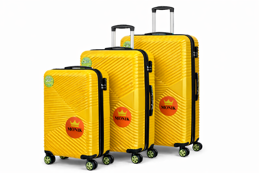 Ensemble de valises MONIK – 3 pièces en couleur dorée avec roues 360°