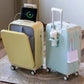 2025 usine nouveau Design ABS + PC aluminium chariot bagages ouverture avant sacs de voyage avec porte-gobelet USB charge valise
