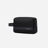 Pochette noire moderne avec organisation pratique et format compact