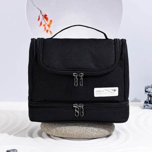 Trousse de Toilette de Voyage Élégante – Double Compartiment, Grande Capacité, Design Pratique et Résistant