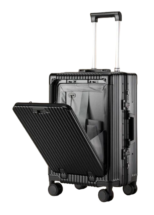 Valise Cabine 20 Pouces Aluminium avec Compartiment PC – Roues Silencieuses, USB, TSA – Idéale Voyage d’Affaires