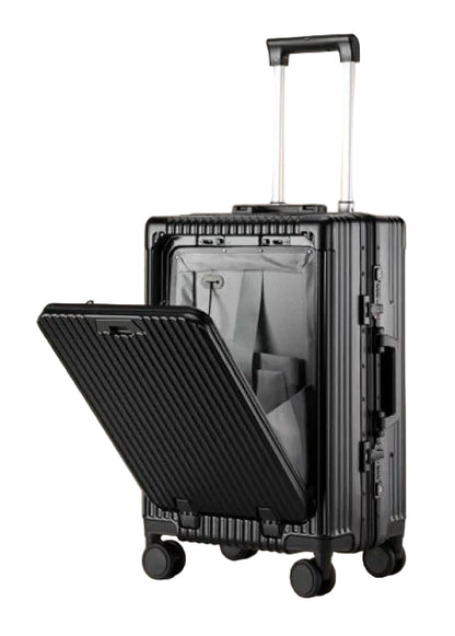Valise Cabine 20 Pouces Aluminium avec Compartiment PC – Roues Silencieuses, USB, TSA – Idéale Voyage d’Affaires