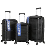 Ensemble de bagages rigides en polypropylène , 3 pièces, roulettes pivotantes à 360 degrés avec serrure TSA,