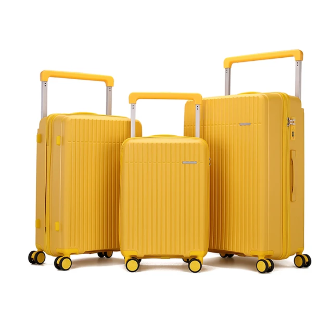Ensemble complet de bagages de luxe - 3 pièces en polypropylène incassable (grandes tailles et fonctionnalités supérieures)