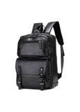 Sac à dos en cuir noir élégant avec multiples poches – idéal pour le travail et les voyages 🎒✨