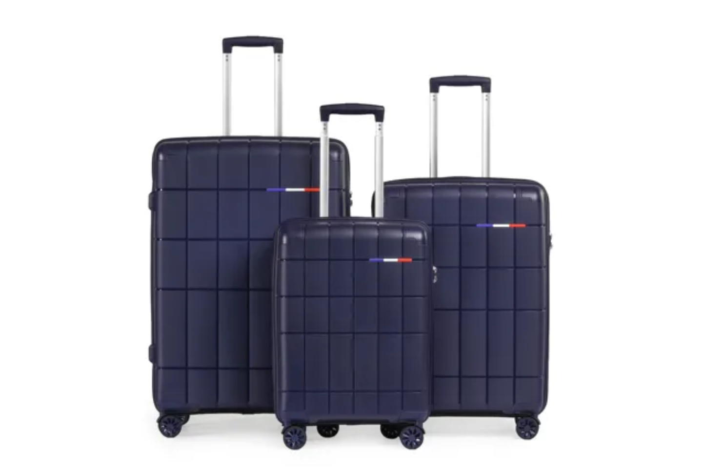 Ensemble complet de bagages de luxe - 3 pièces en polypropylène incassable (grandes tailles et fonctionnalités supérieures)