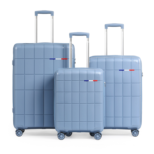 Ensemble complet de bagages de luxe - 3 pièces en polypropylène incassable (grandes tailles et fonctionnalités supérieures)