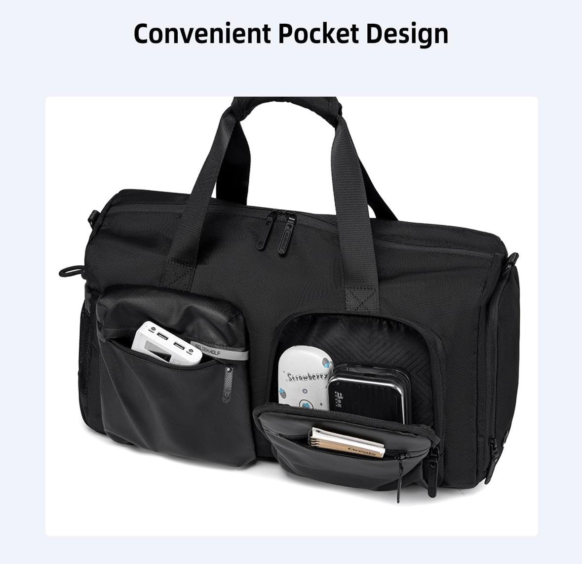 Sac de voyage Golden Wolf pour homme, capacité de 28 litres, sac de sport avec compartiment pour chaussures, fabriqué en polyester premium, multifonctionnel et résistant à l’eau, idéal pour les week-ends, les déplacements, le travail et le bureau, couleur