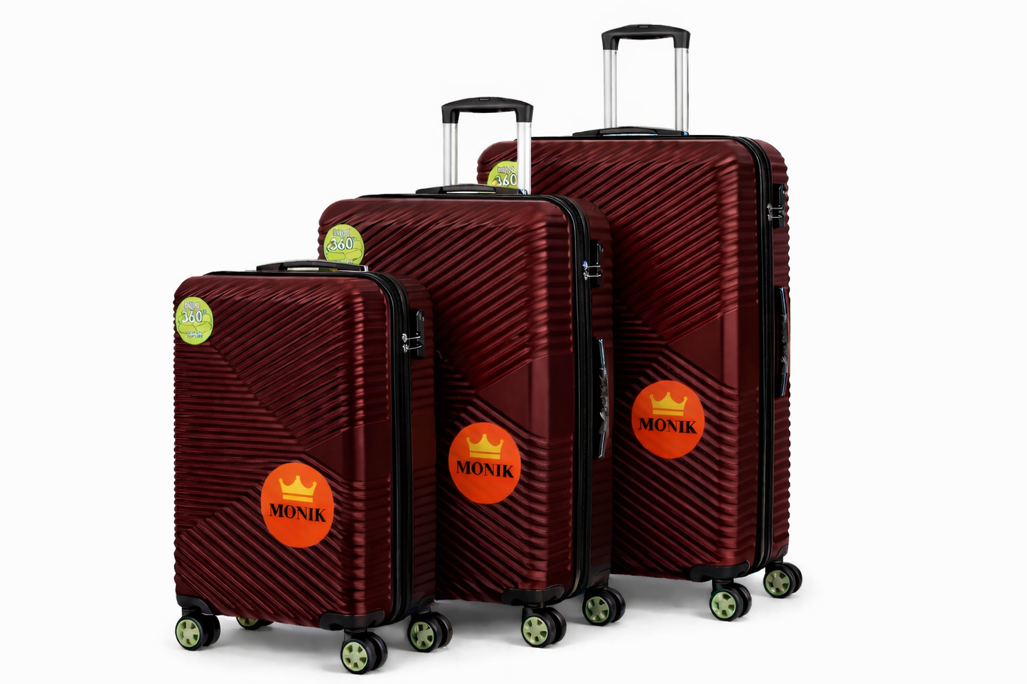 Ensemble de valises MONIK – 3 pièces en couleur dorée avec roues 360°