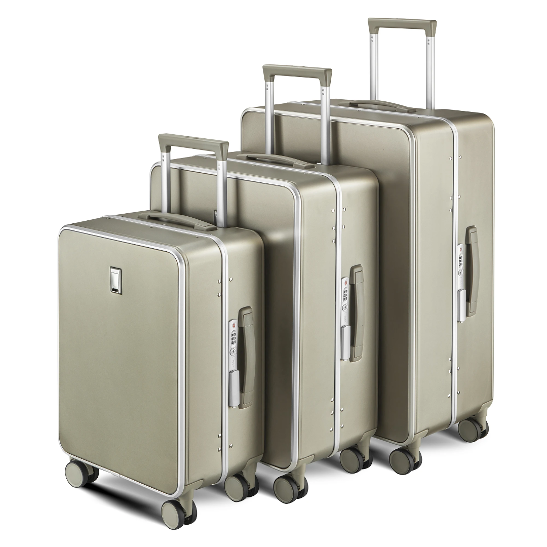GEMULIN Ensemble de 3 bagages de voyage Cadre en aluminium avec porte-gobelet Valise à roulettes avec serrure TSA et roues